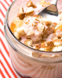 Almond pieces in yogurt